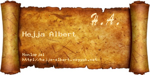 Hejja Albert névjegykártya